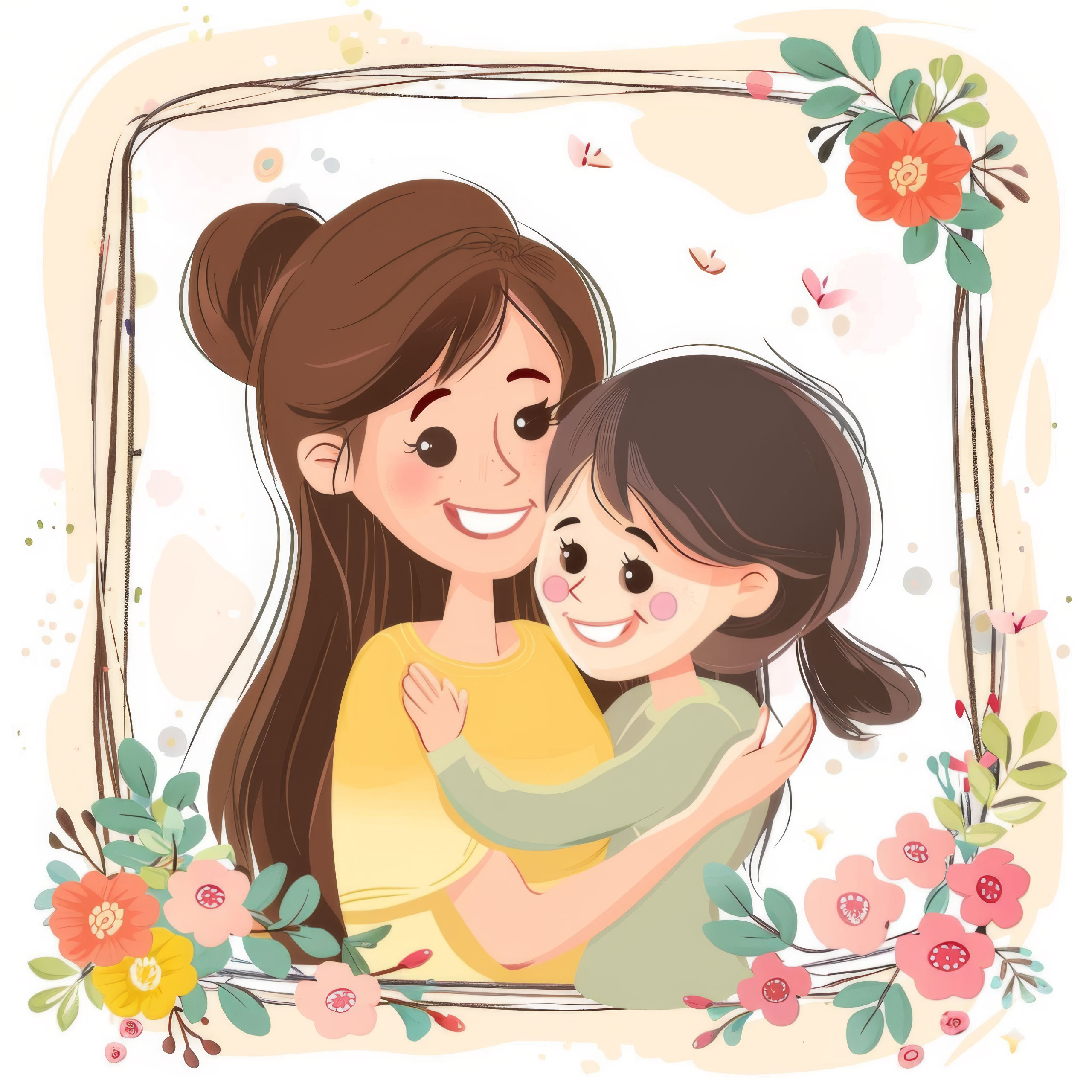 Preview for Mother-daughter-cartoon-illustration-mothers-day-background-e3ded