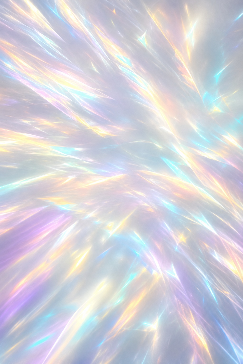 Soft pearly background with iridescent prism light and broken rainbow spectral ribbons