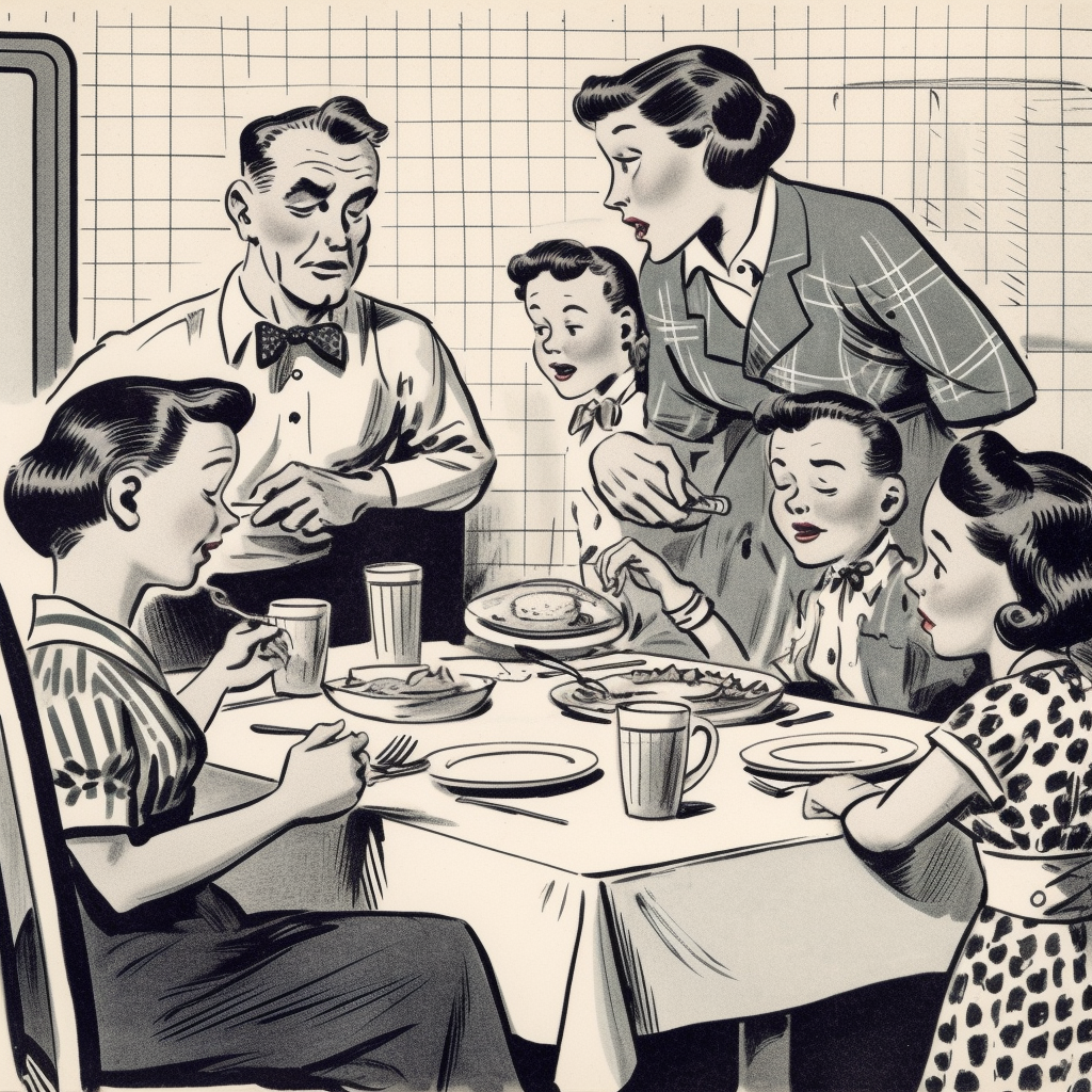 Preview for Vintage-family-dinner-illustration-vintage-meme-background-50d44