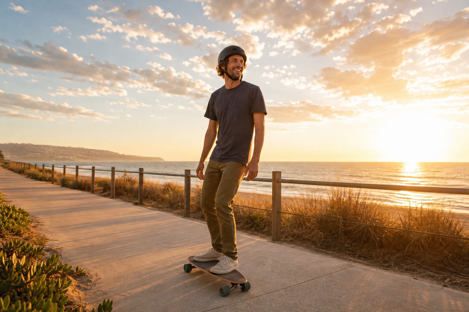Preview for Golden Hour Skateboarder Stock Background