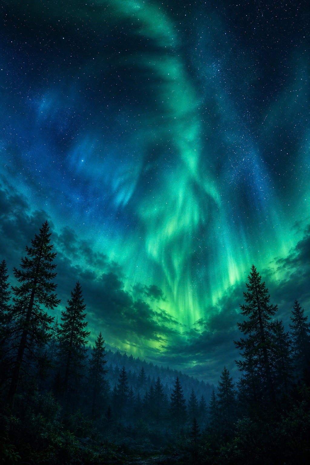 Preview for Green Aurora Night Sky Background