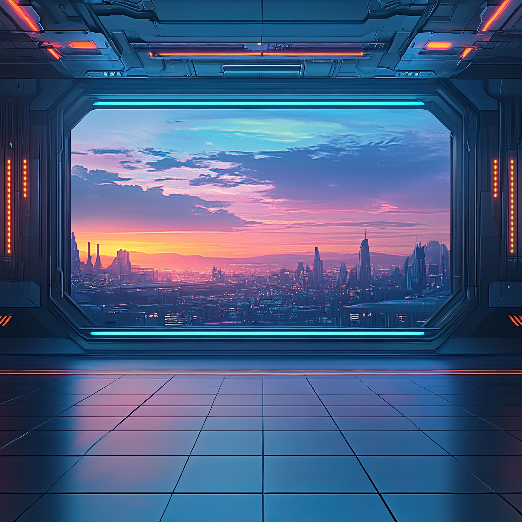 Preview for Futuristic-city-dusk-view-sci-fi-backdrop-background-de7a6