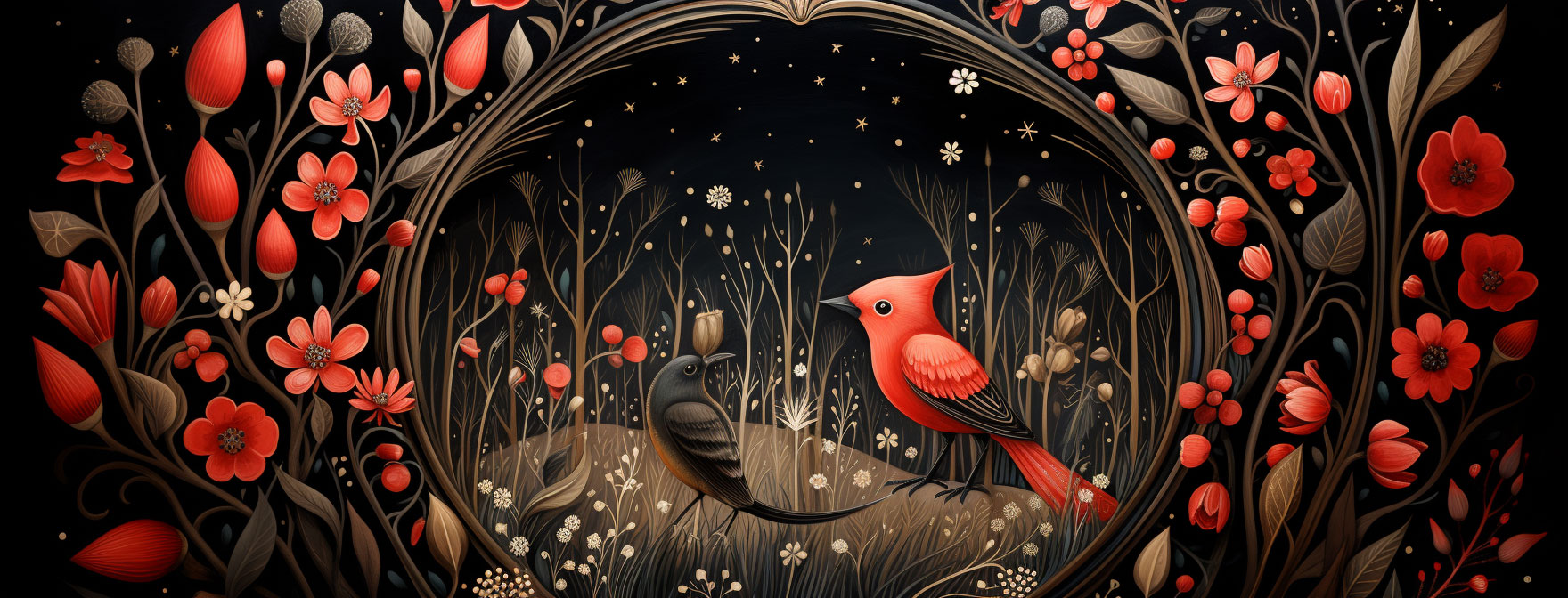 Preview for Red-cardinal-floral-frame-christmas-cover-background-ef288