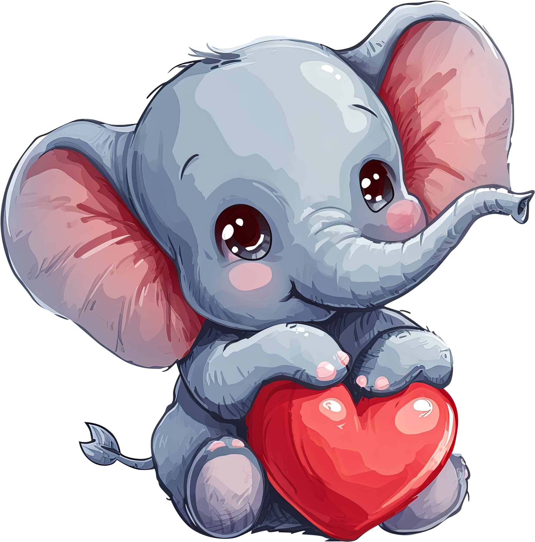 Preview for Cartoon-elephant-heart-design-love-characters-sticker-45573