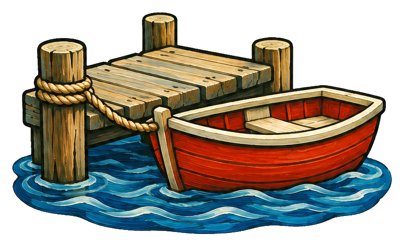 Preview for Coastal Lighthouse Rowboat At The Dock