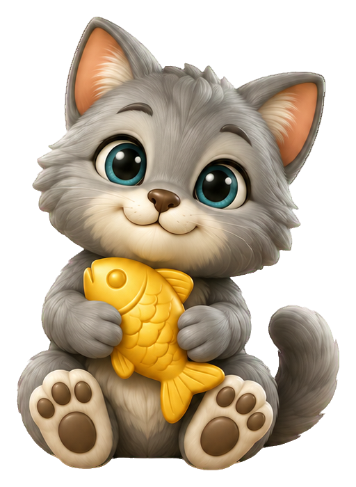 Preview for 3d Kitten Pals Gray Fish Toy