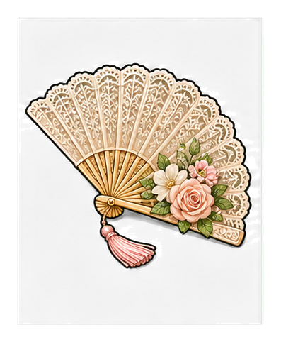 Preview for Lace Fan Wedding Sticker Graphic