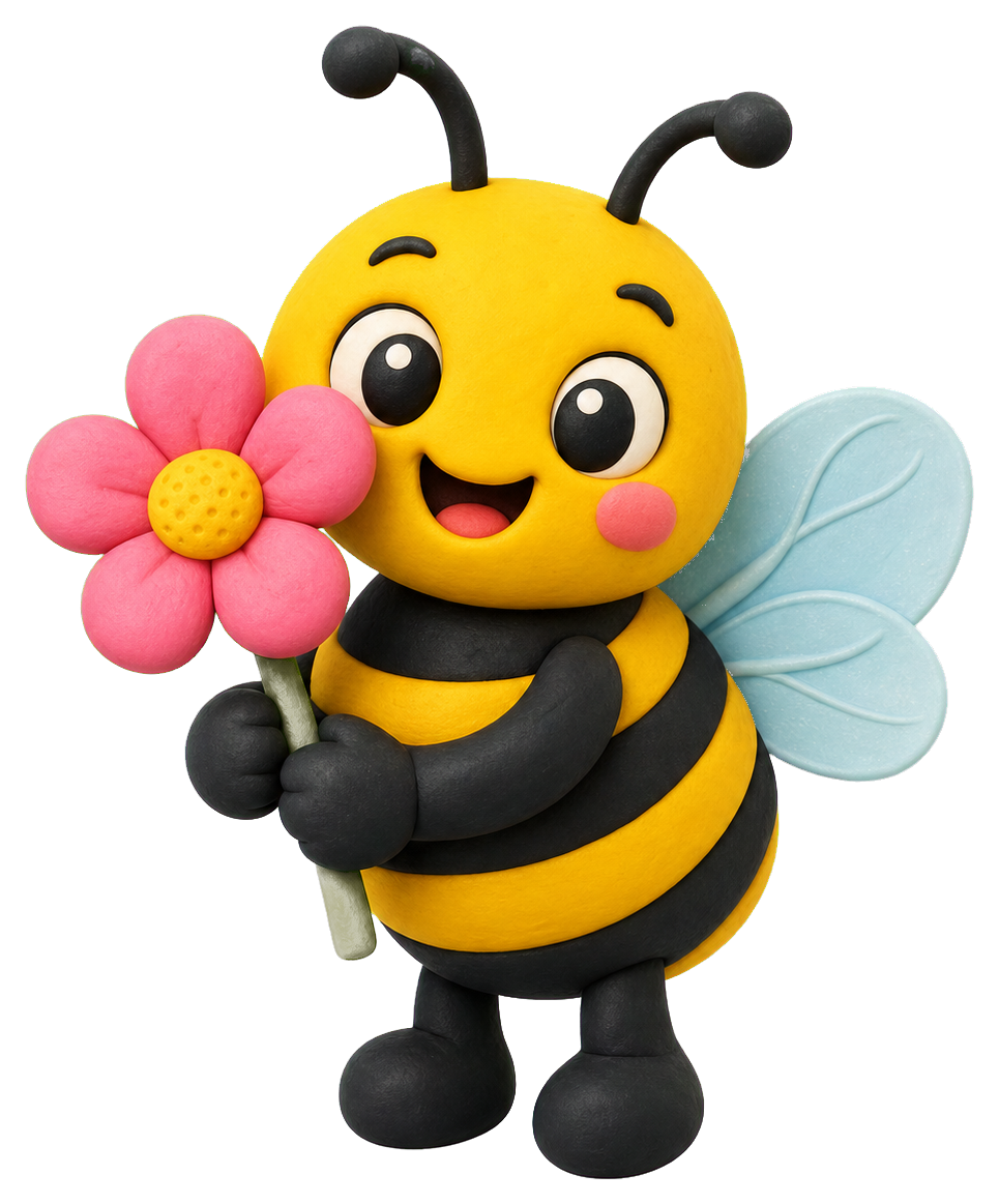 Preview for Bee Sticker With Flower Graphic