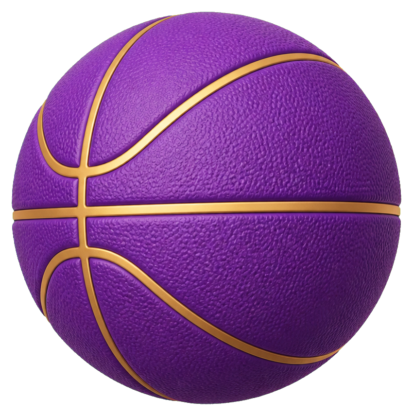 Purple basketball with gold خطوط and panel accents.