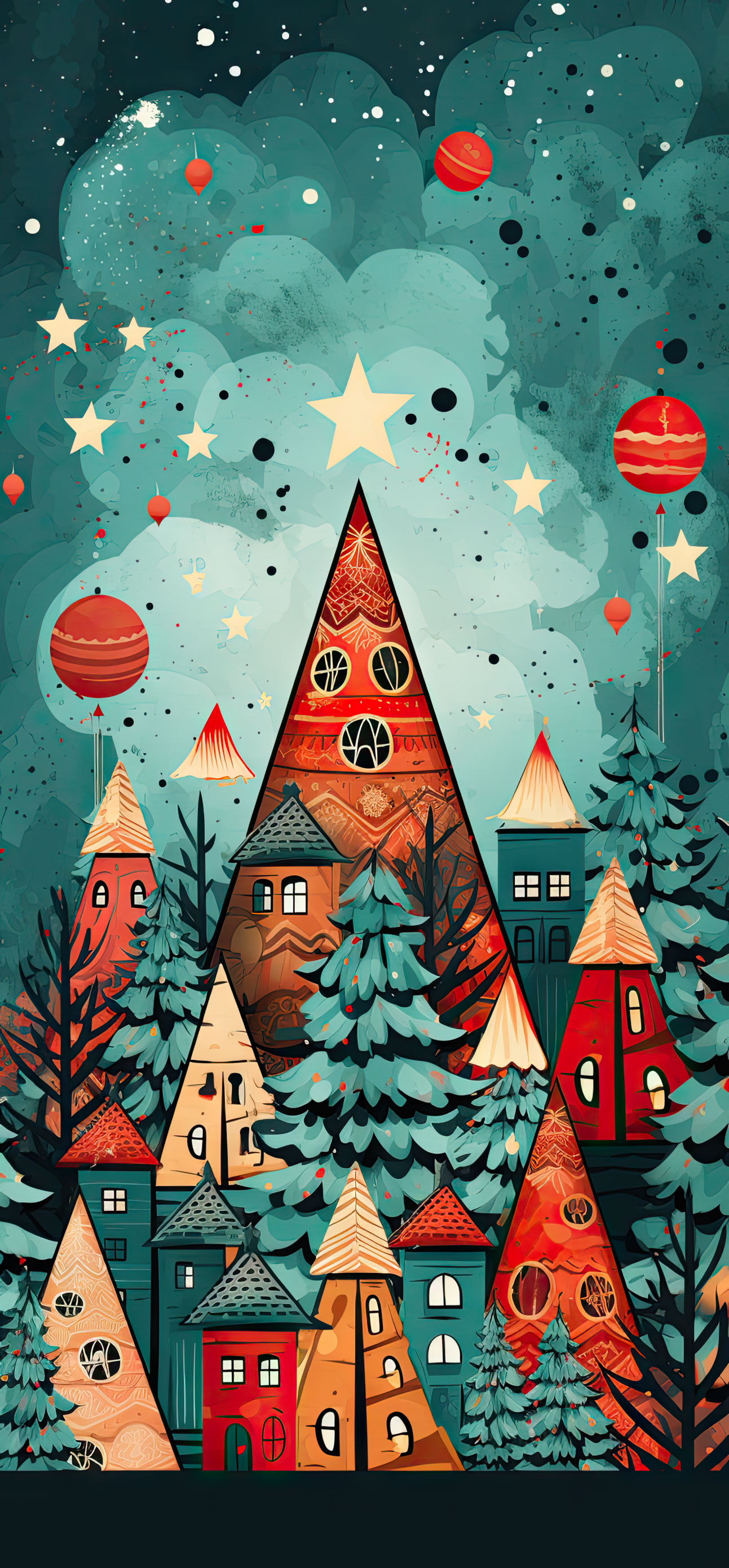 Preview for Whimsical-winter-village-illustration-christmas-phone-background-9a3f0