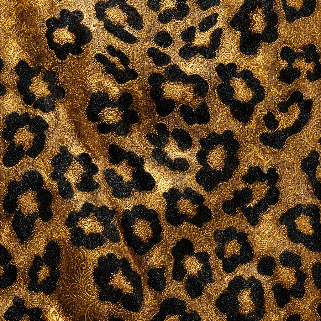 Gold and black jaguar-style animal print with textured pattern