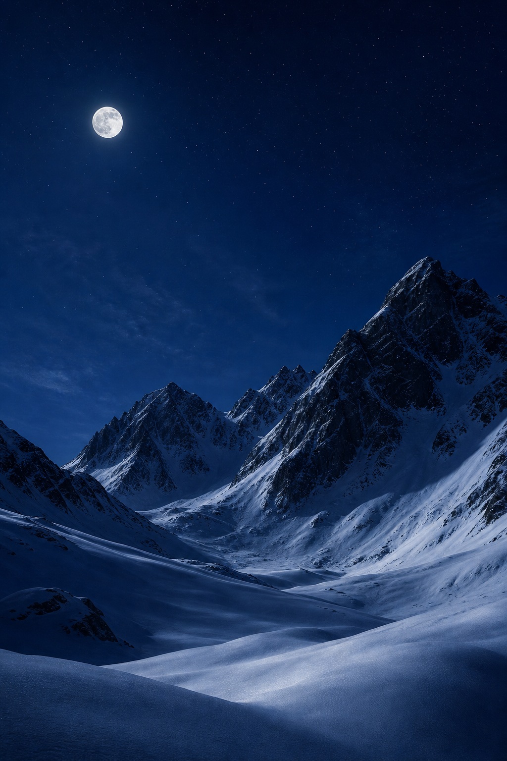 Preview for Moonlit Snowy Mountains Stock Background