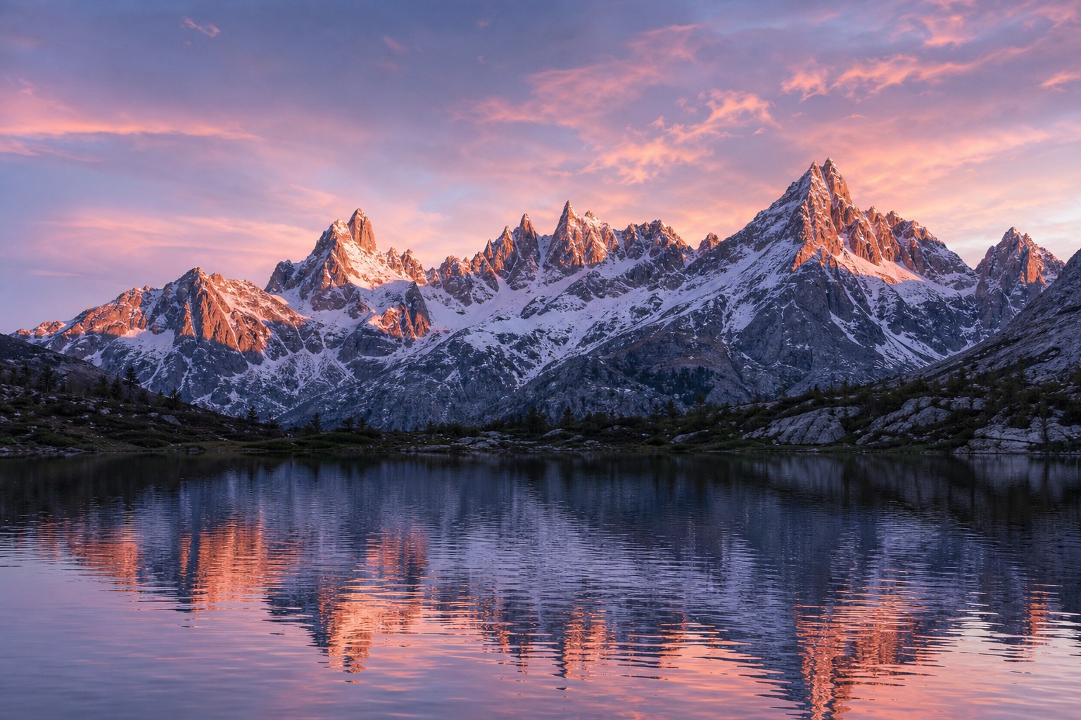 Preview for Alpine Sunrise Reflection Background