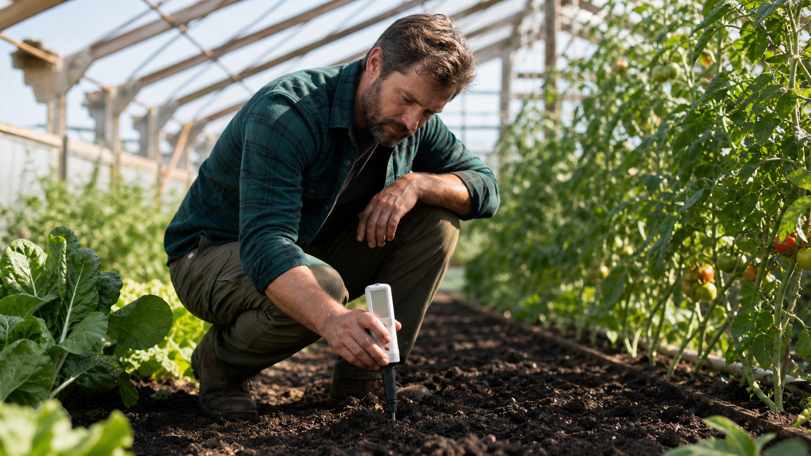 Preview for Gardener Planting In Greenhouse Background