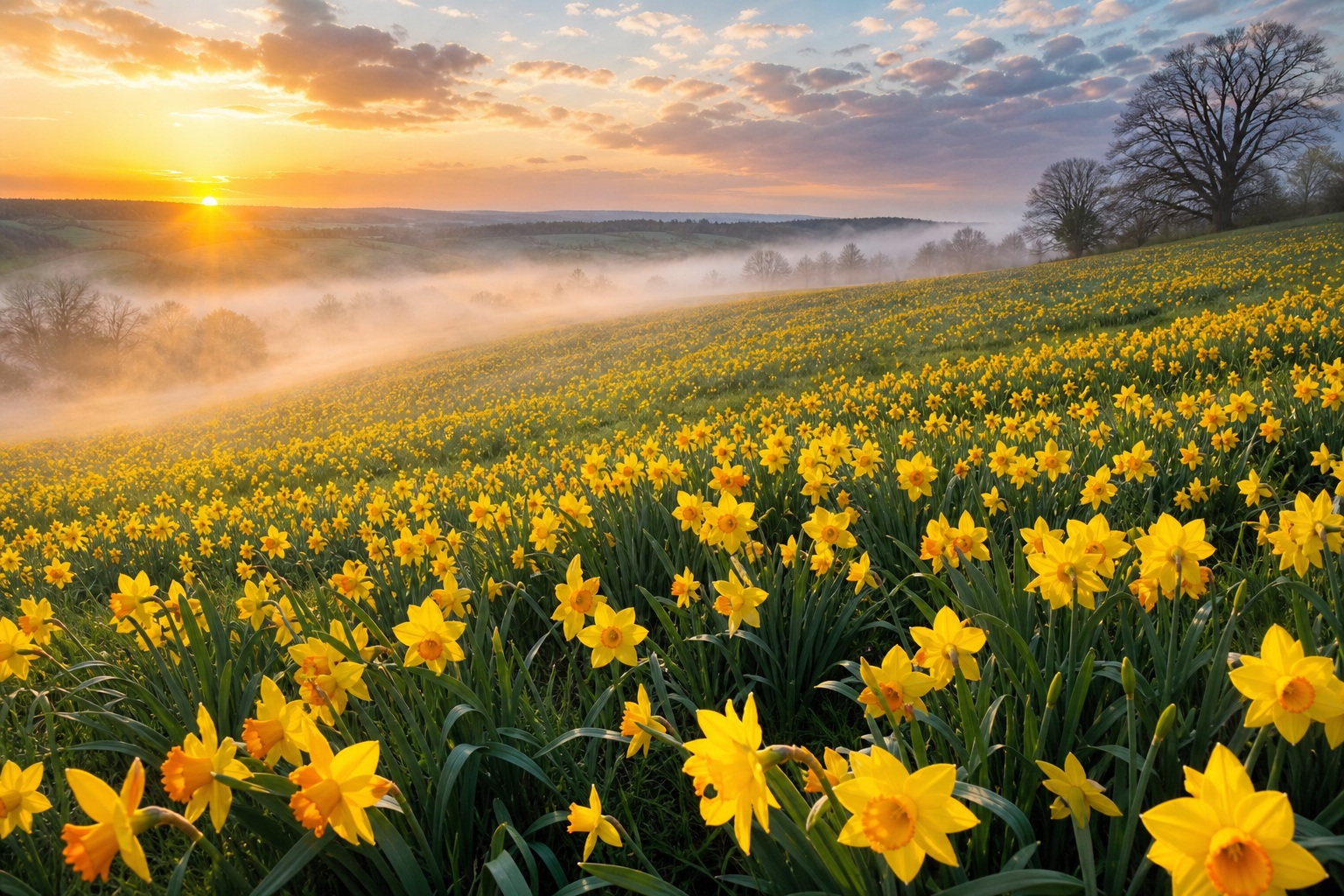 Preview for Spring Daffodil Meadow Background