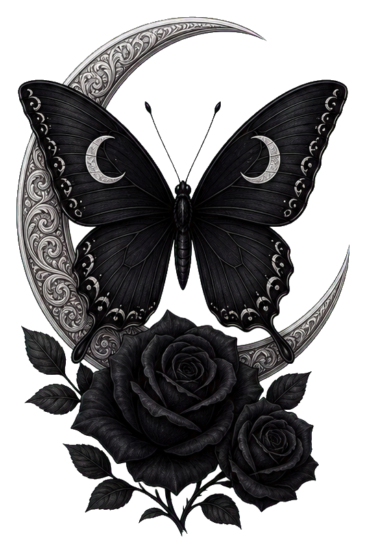 Preview for Crescent Black Rose Butterfly Sticker