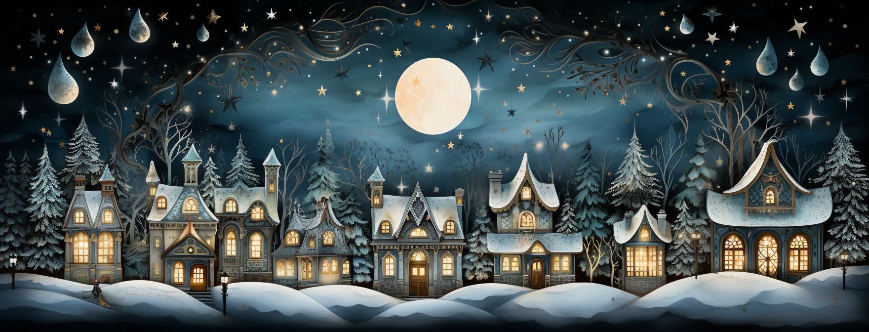 Preview for Winter-village-night-scene-christmas-cover-background-d854e