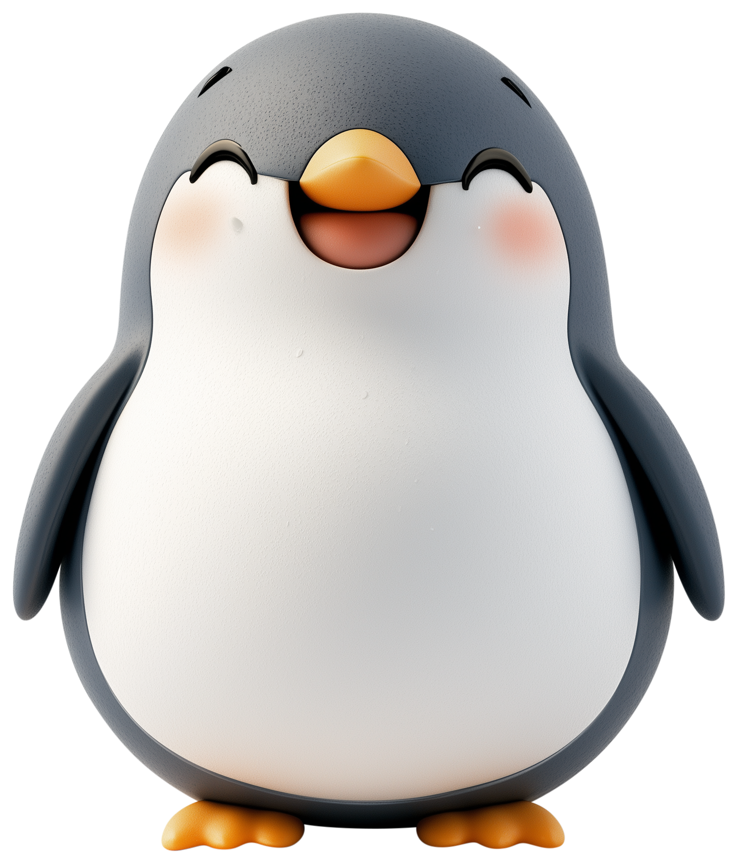 Cute cartoon penguin standing front-facing with small orange feet and beak