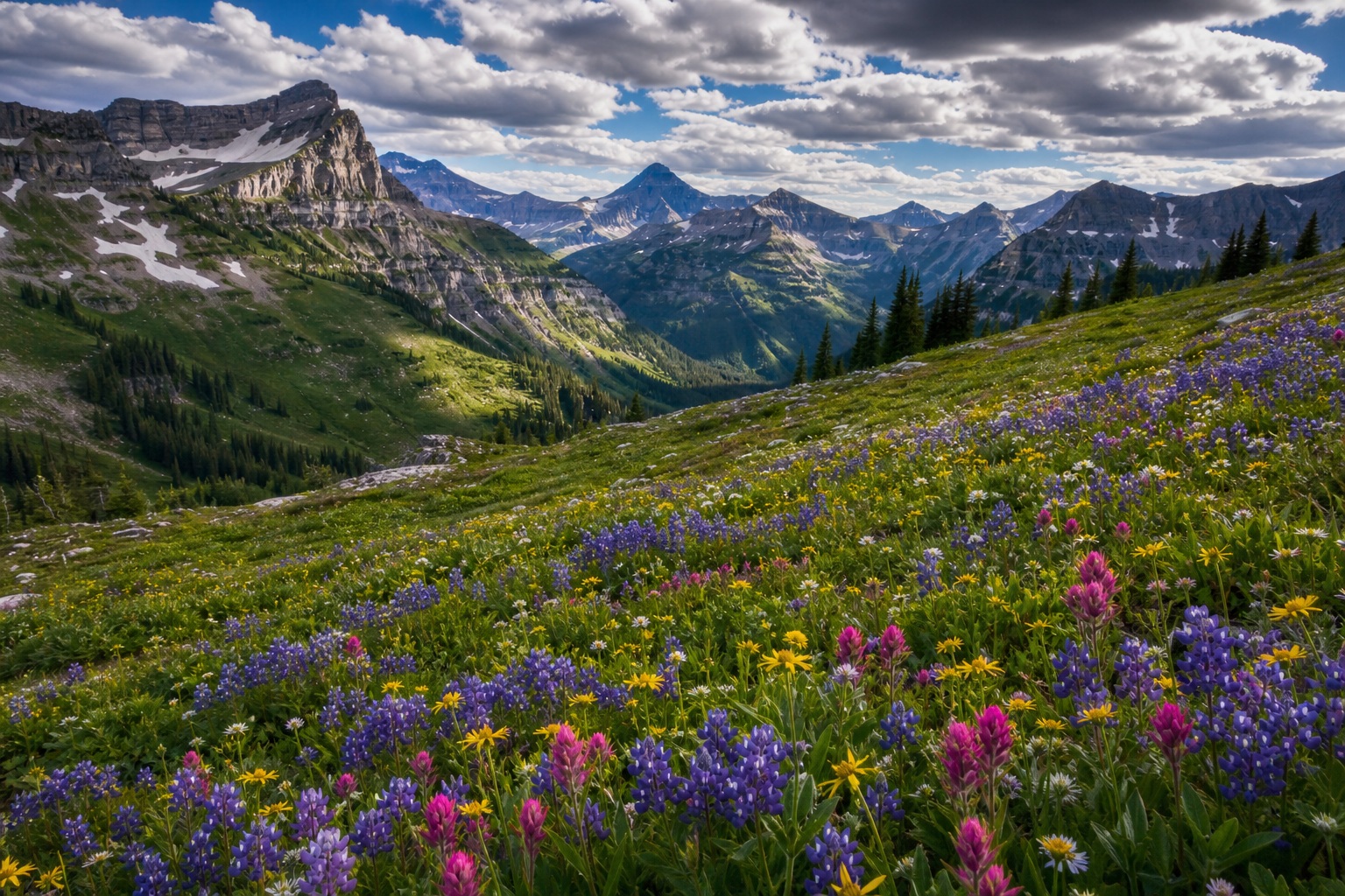 Preview for Alpine Flower Meadow Stock Background