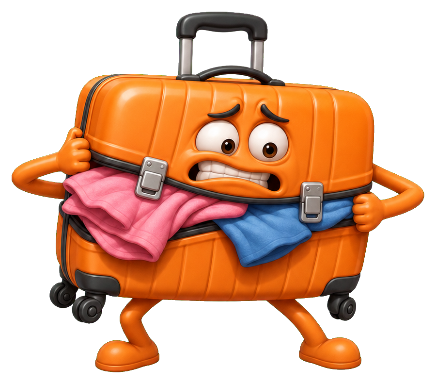 Preview for Overstuffed Suitcase Clothes Peeking Sticker