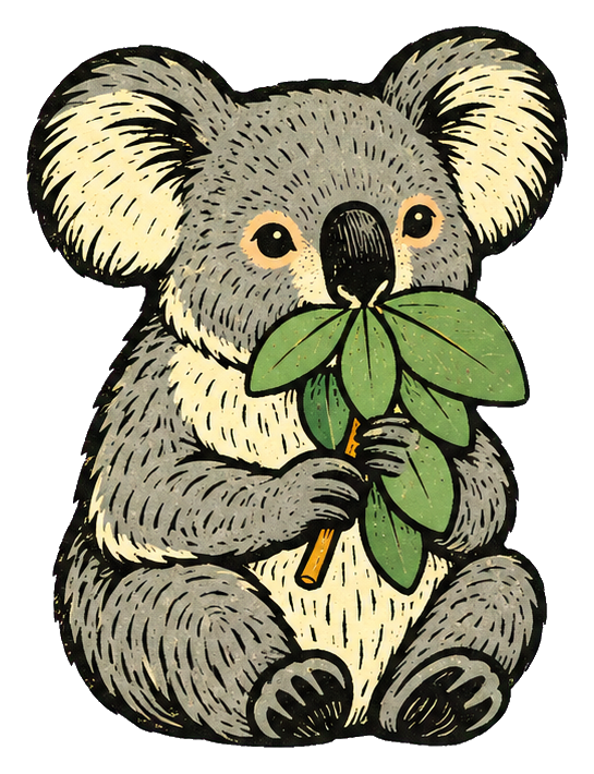 Preview for Linocut Koala Eucalyptus Munch