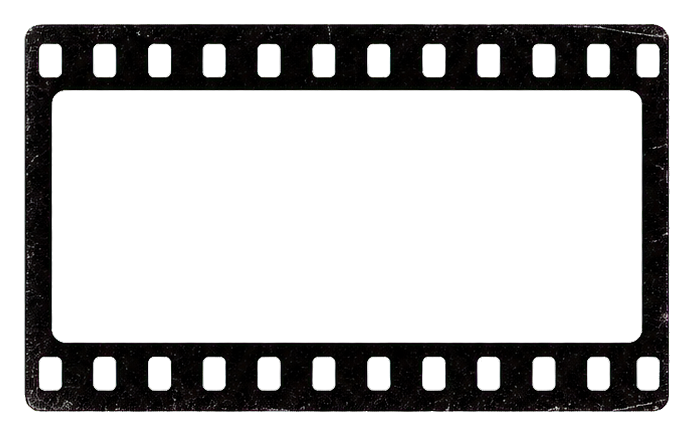 Black vintage film frame with sprocket holes and a rectangular center opening