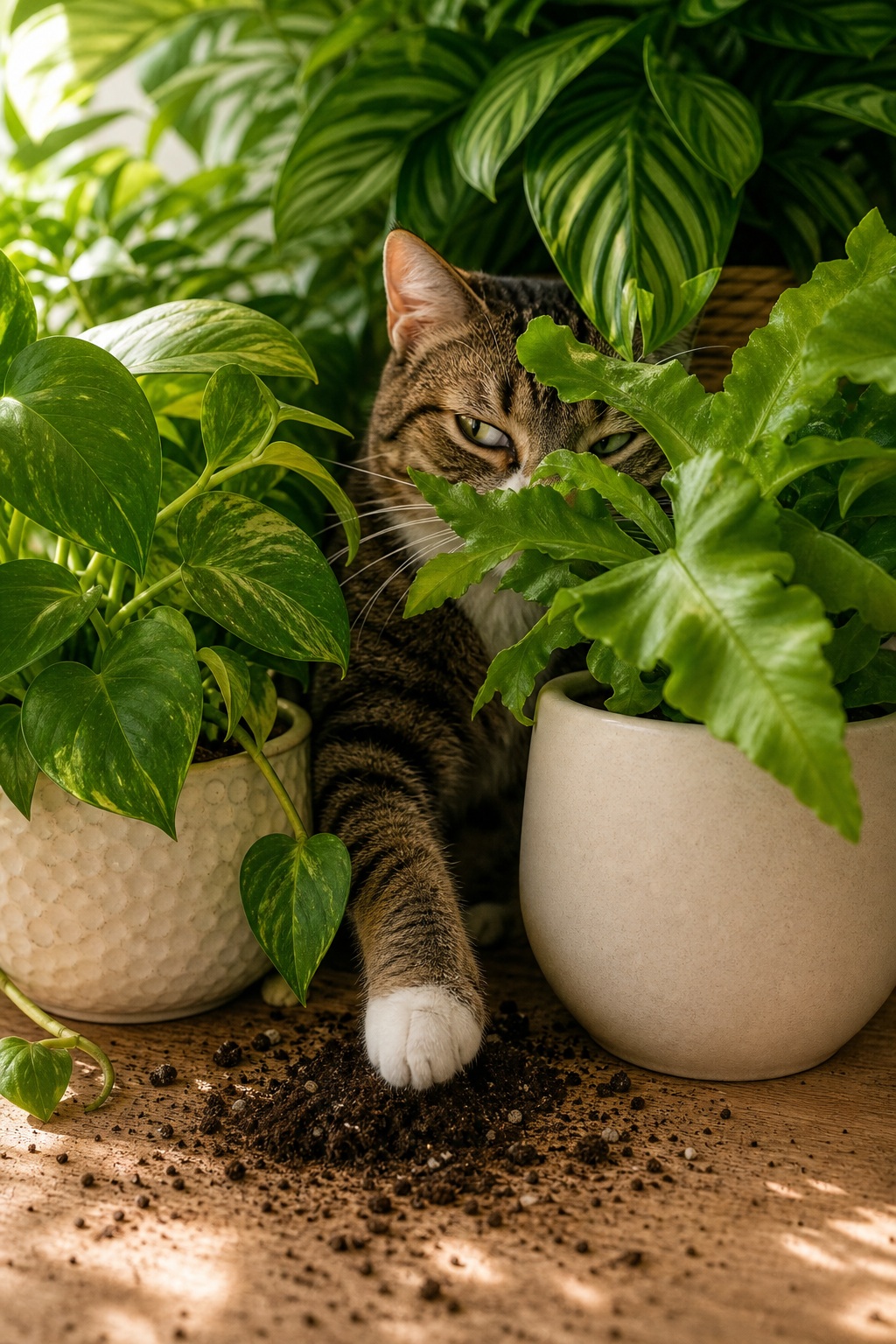 Preview for Cat Among Houseplants Stock Background
