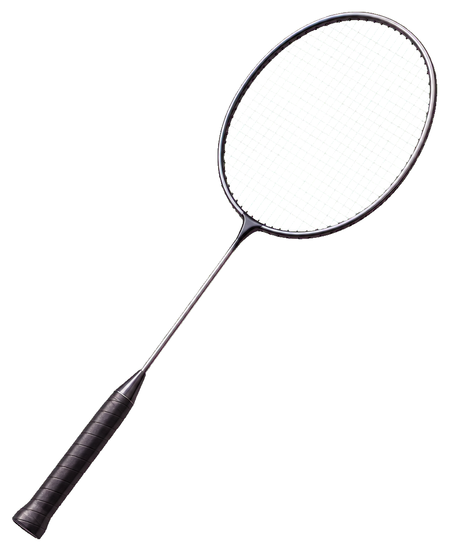 Plain badminton racket sticker with a dark handle and oval stringed head