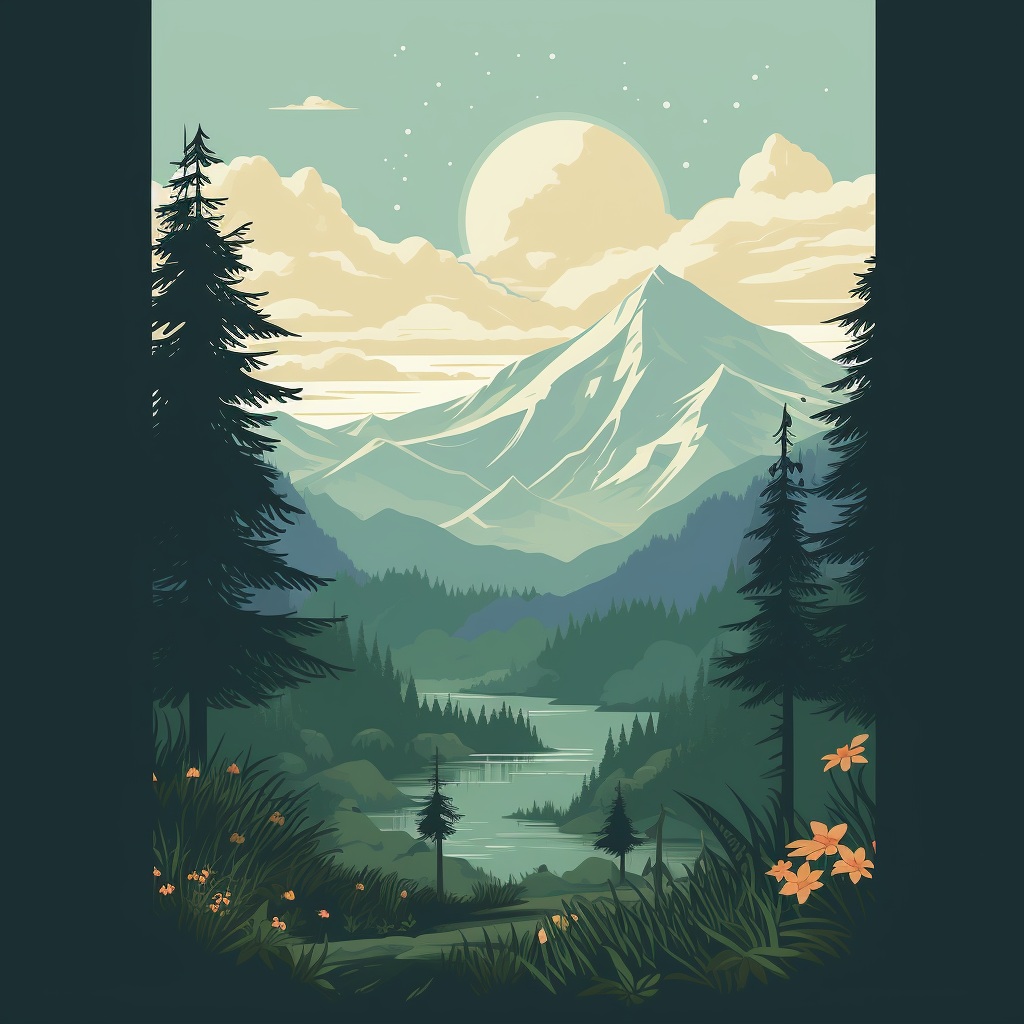 Preview for Mountain Camping Background Illustration