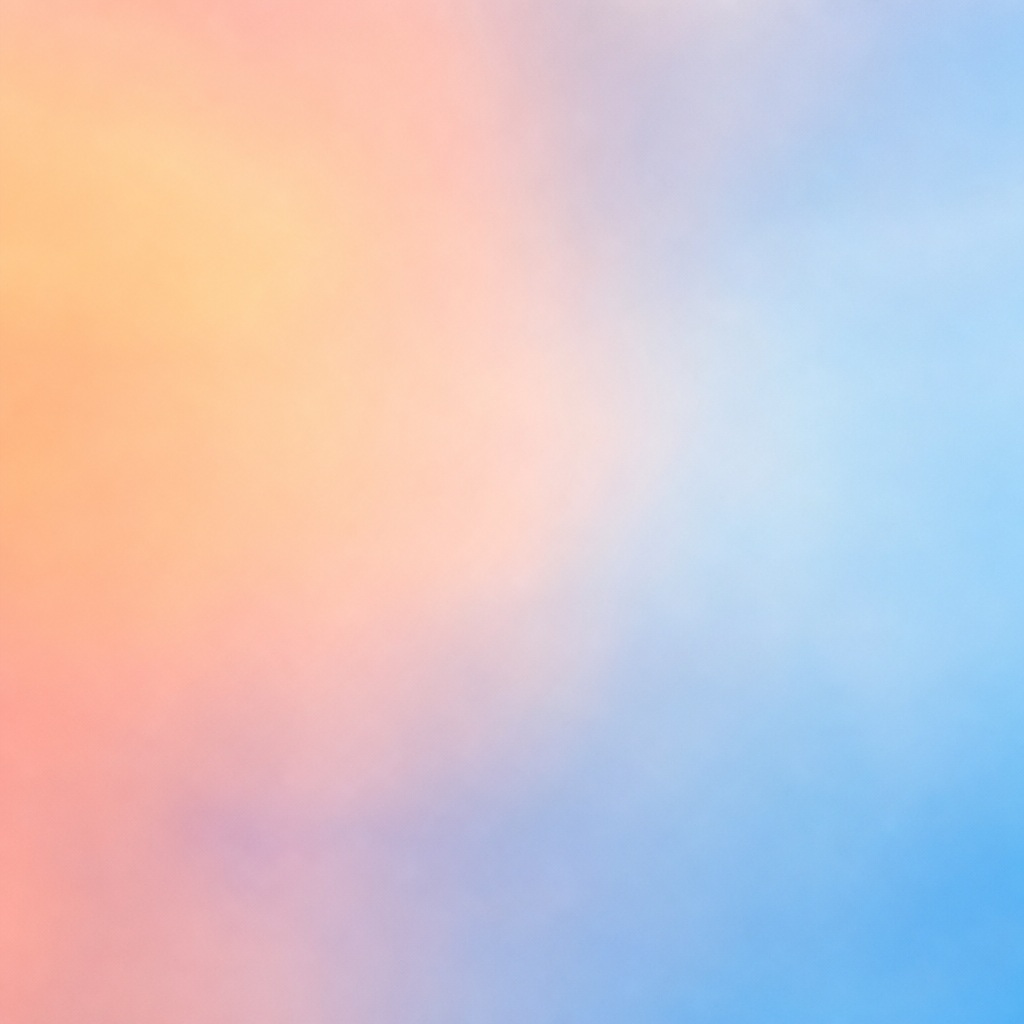 Soft square gradient with peach pink on the left blending into pale blue on the right.