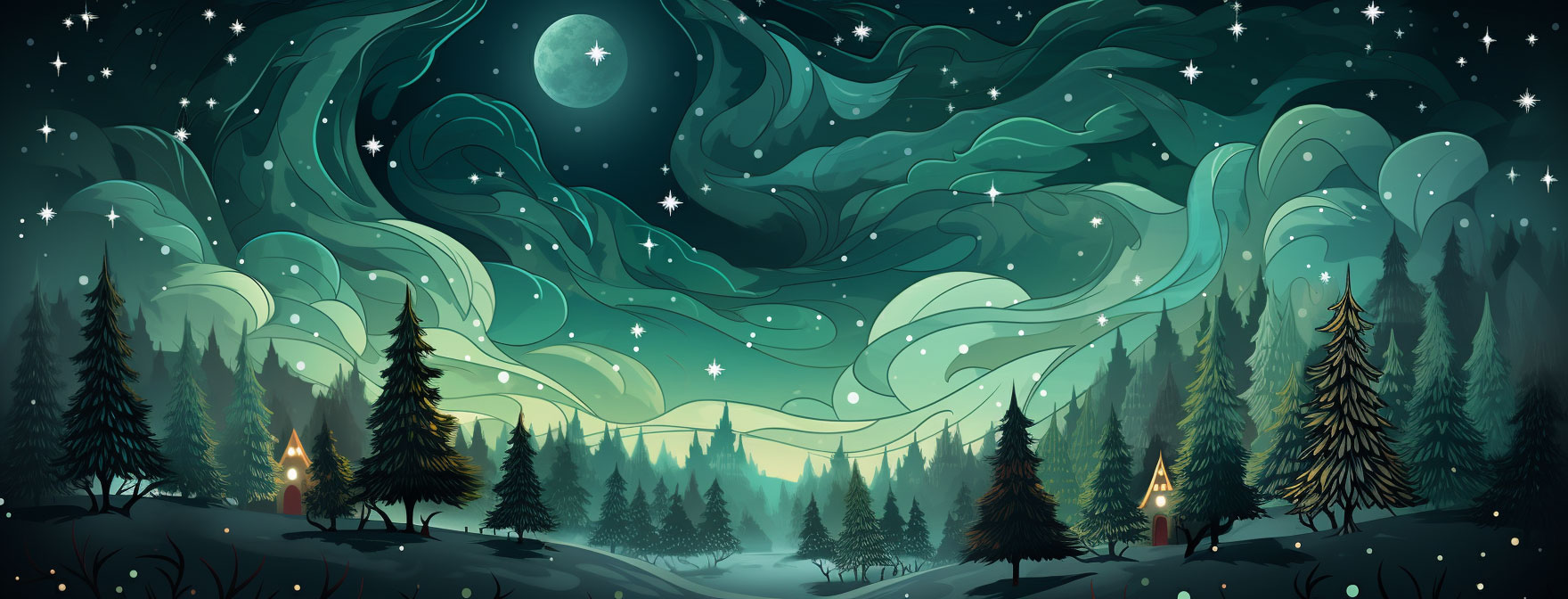 Preview for Winter-forest-under-starry-sky-christmas-cover-background-e8ec0