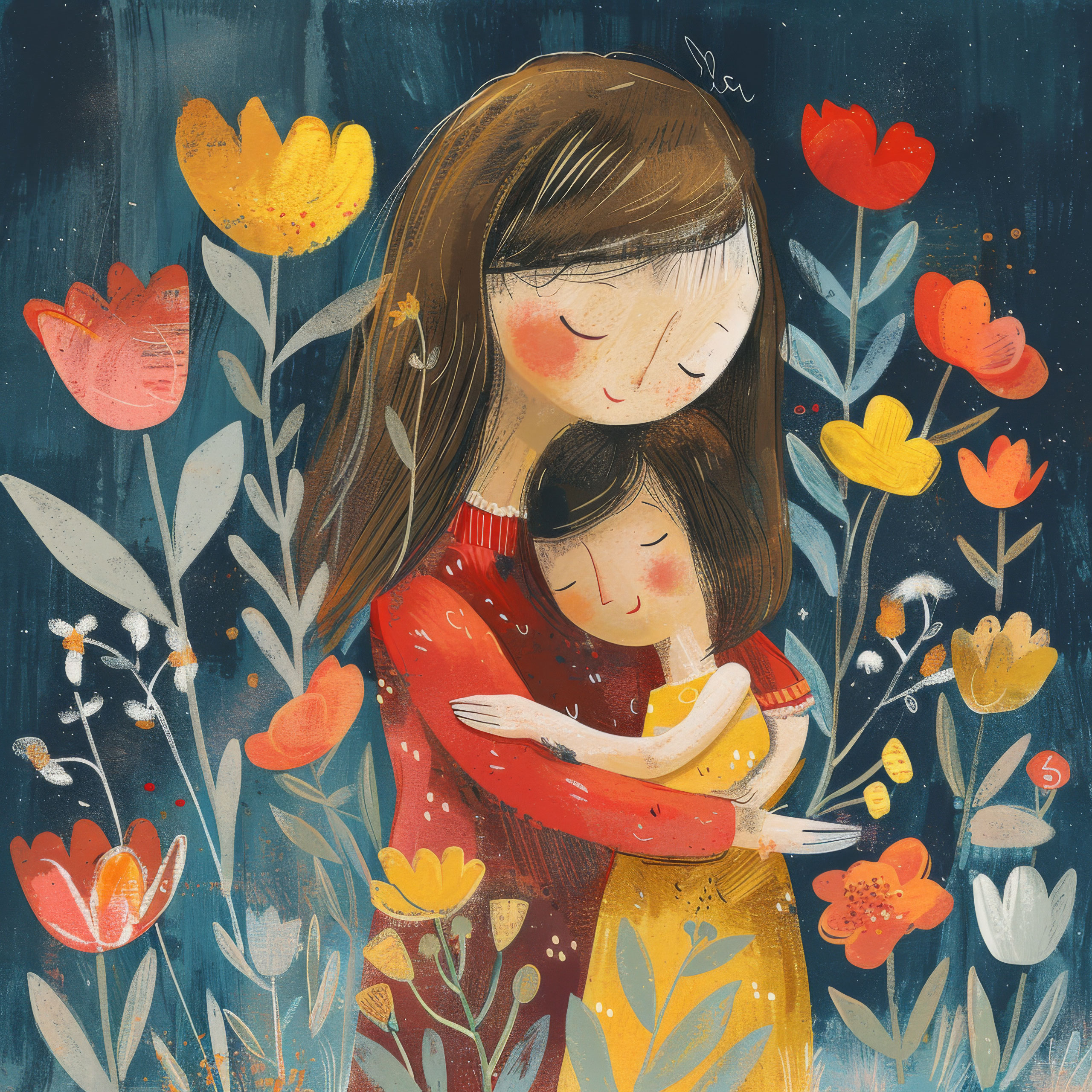 Preview for Mother-child-floral-embrace-mothers-day-background-1e48f