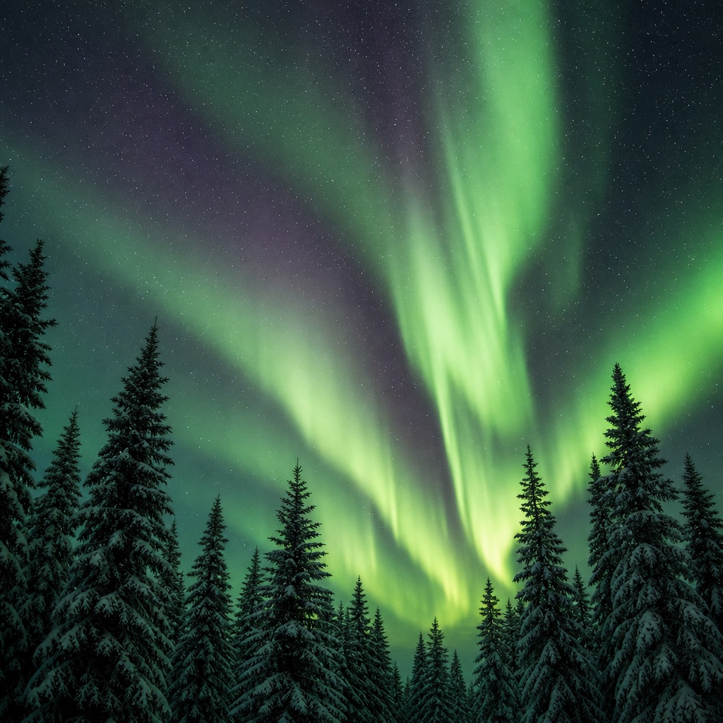 Preview for Aurora Winter Pines Background
