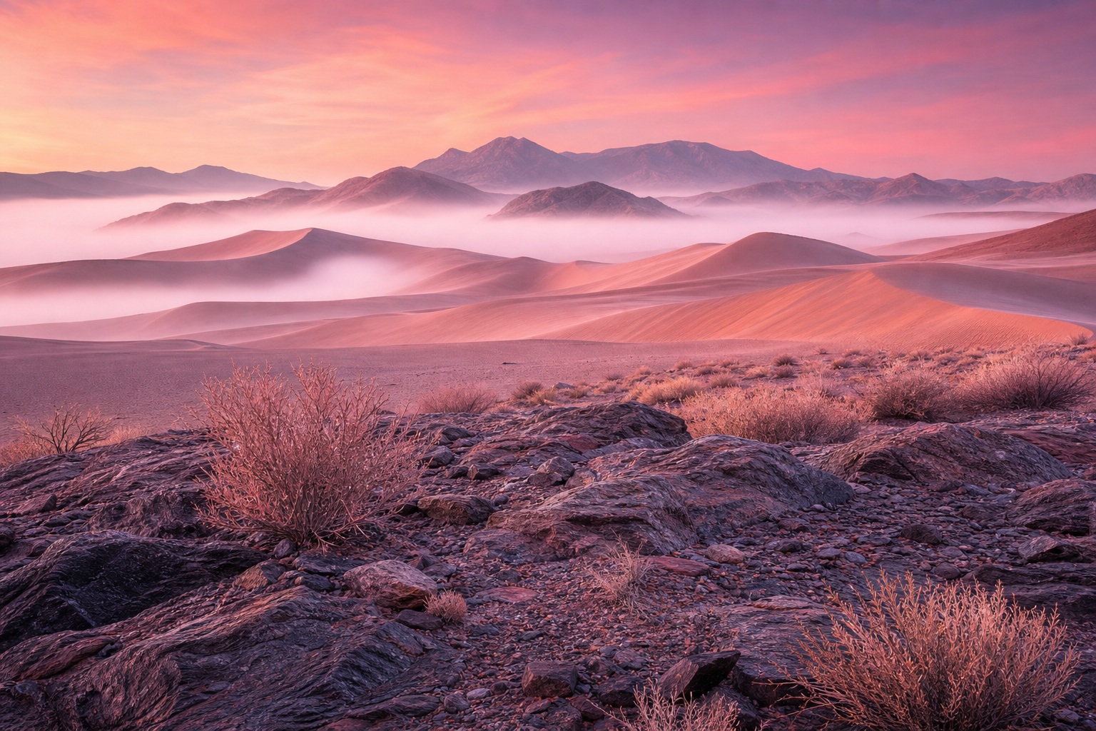 Preview for Pink Dune Fog Desert Background