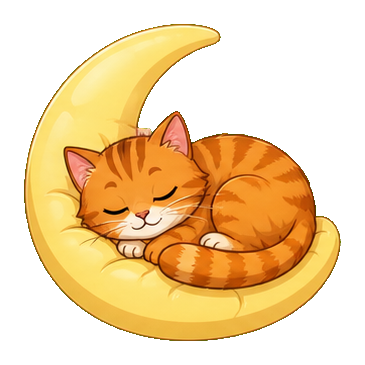 Preview for Orange Tabby Moon Cushion Sticker