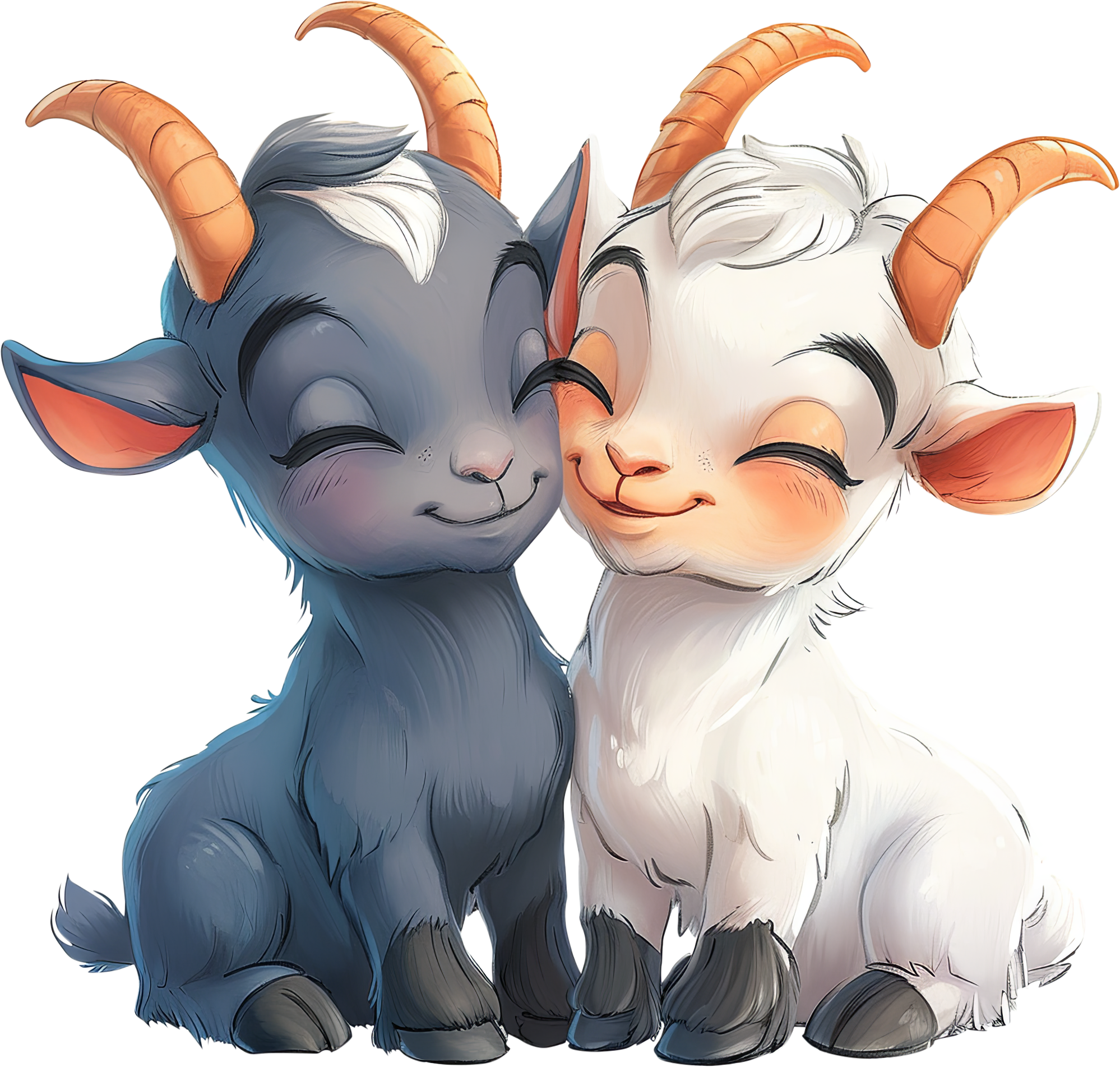 Preview for Cartoon-goats-illustration-love-characters-sticker-fe40e