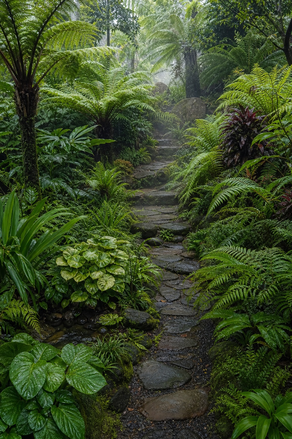 Preview for Layered Fern Garden Stock Background