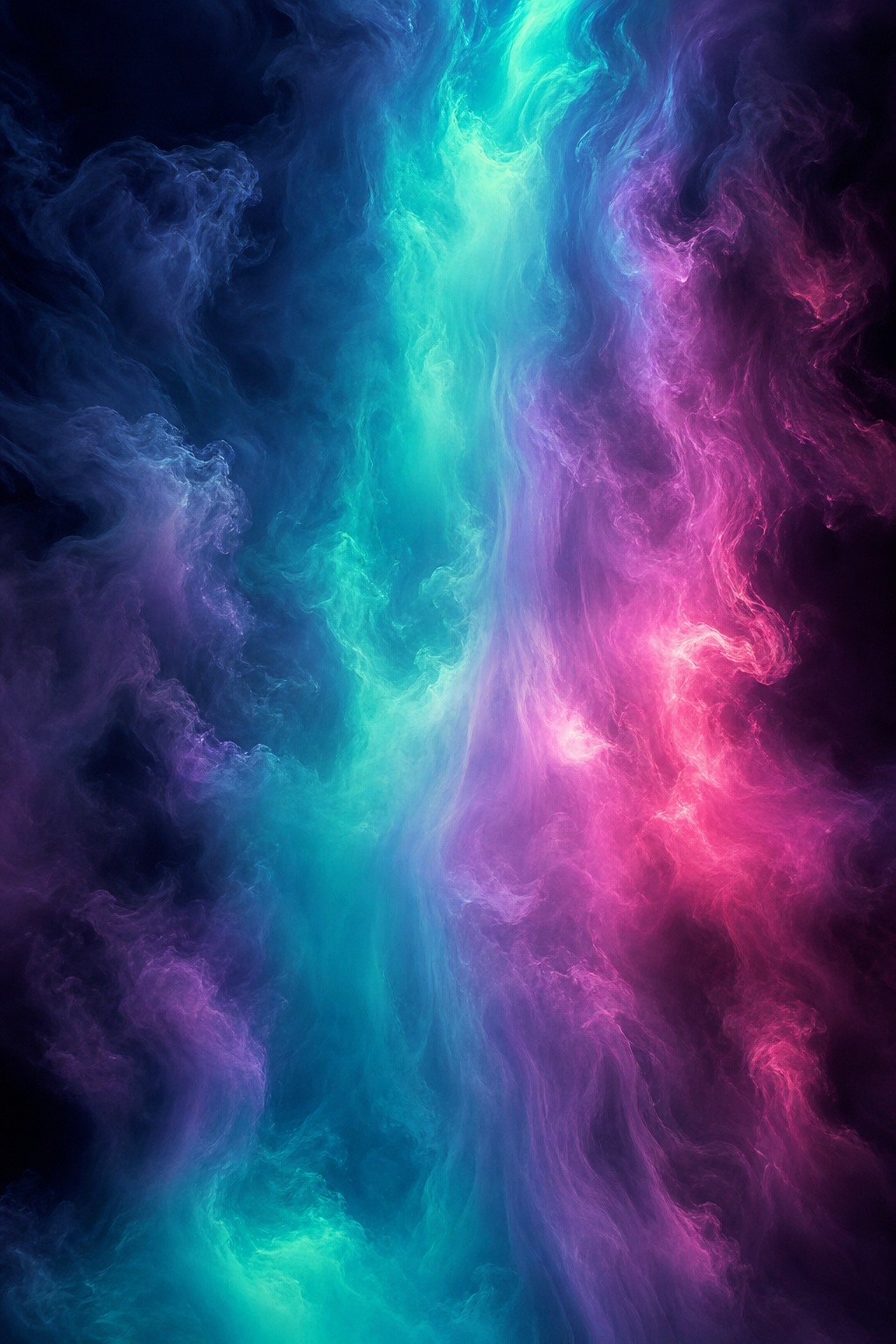 Vertical cyan and magenta neon mist flowing over a dark abstract background