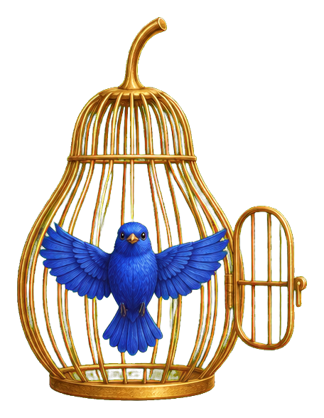Preview for Pear Cage Bird Surreal Sticker