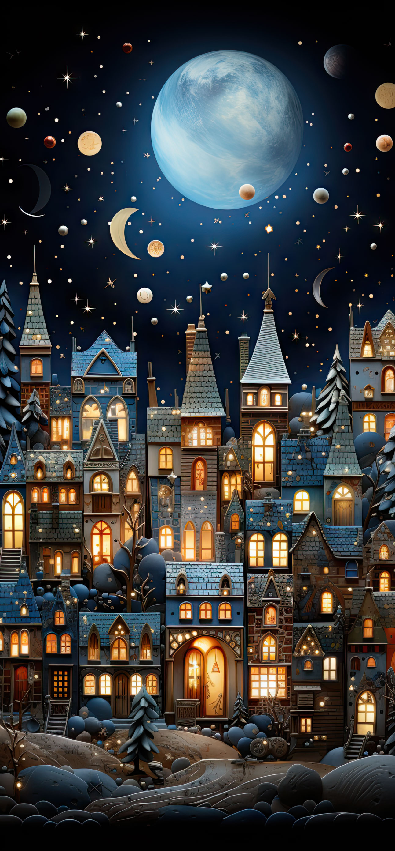 Preview for Winter-castle-under-starry-sky-christmas-phone-background-57f23