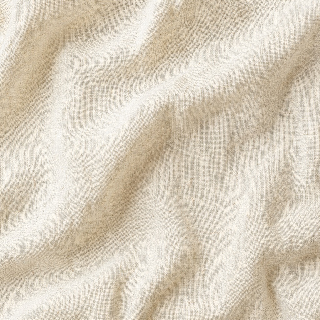 Soft beige linen fabric with subtle folds and woven texture