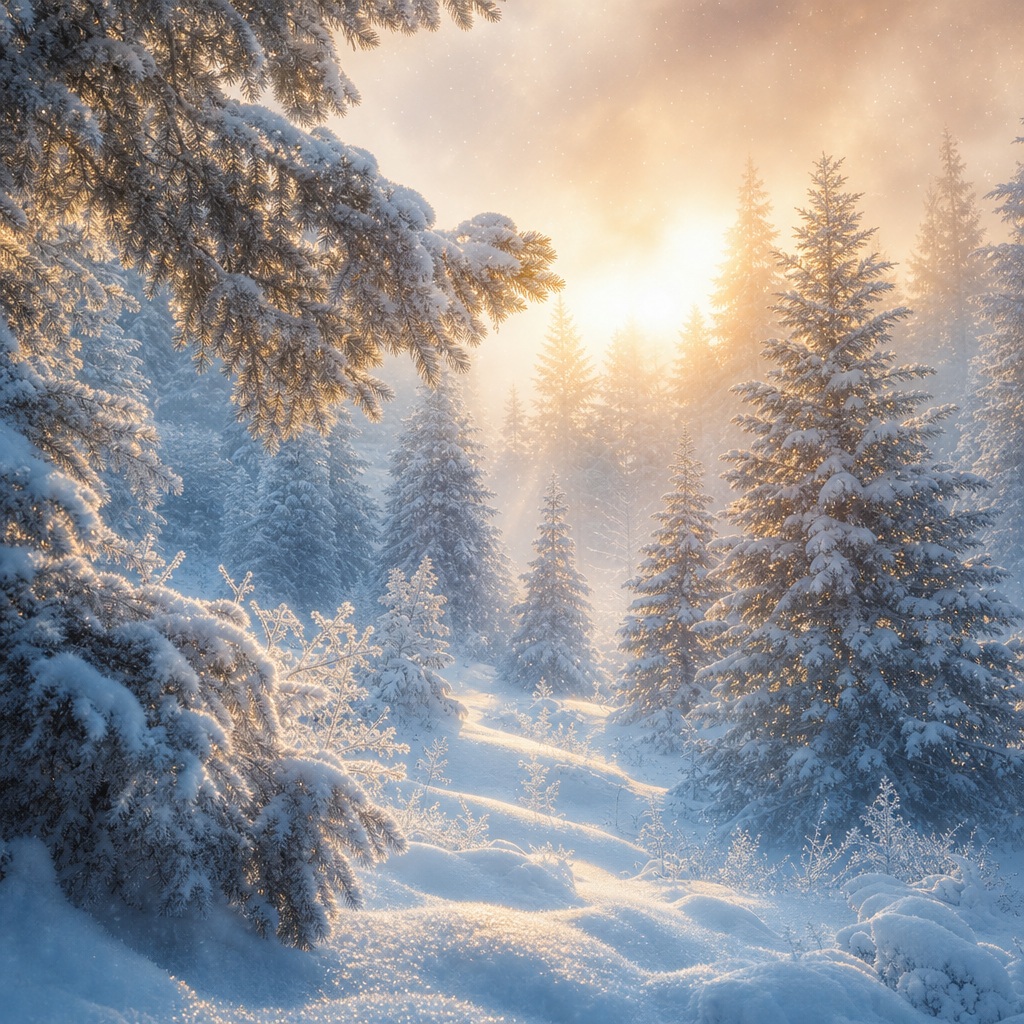 Preview for Snowy Pine Forest Background