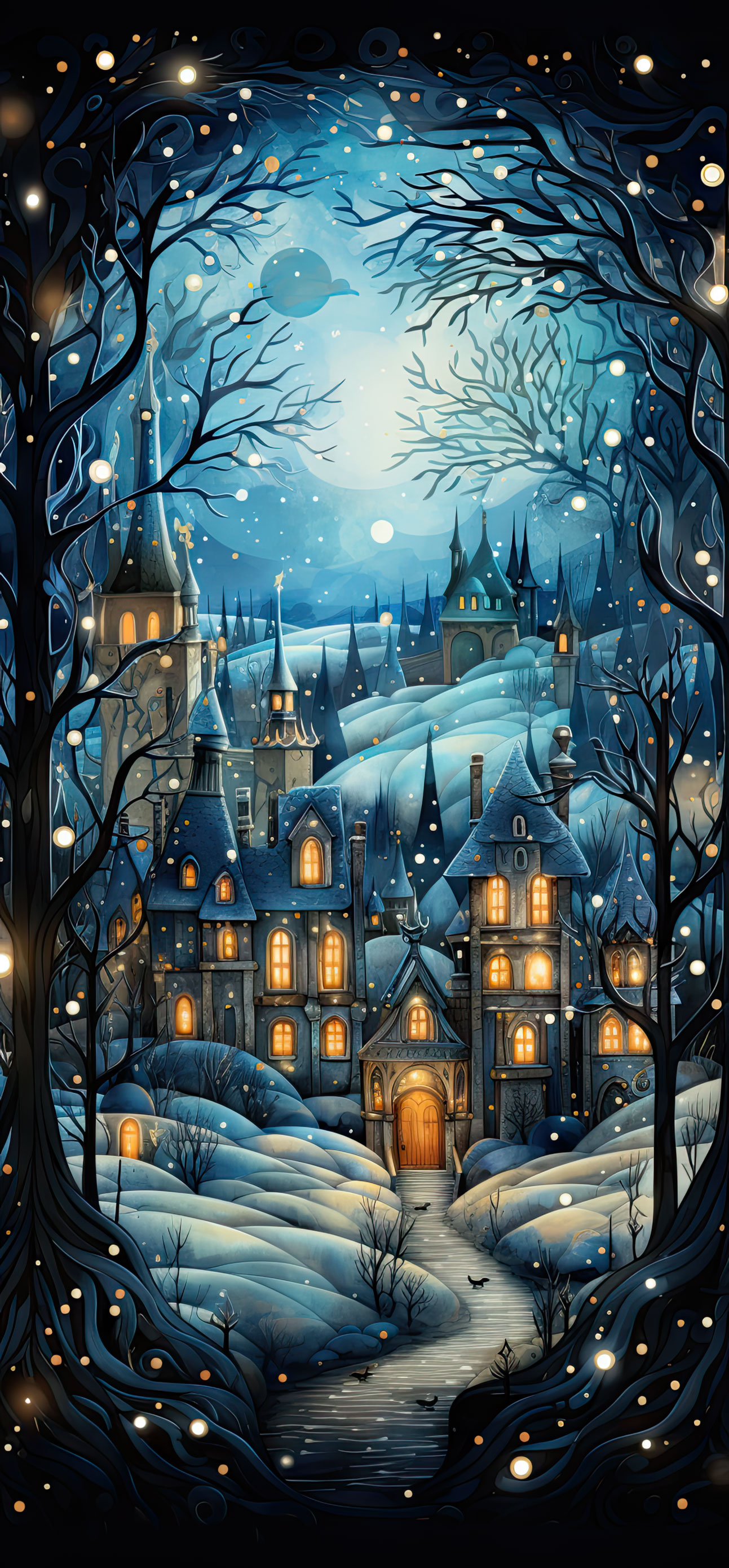 Preview for Whimsical-winter-village-scene-christmas-phone-background-eddd5