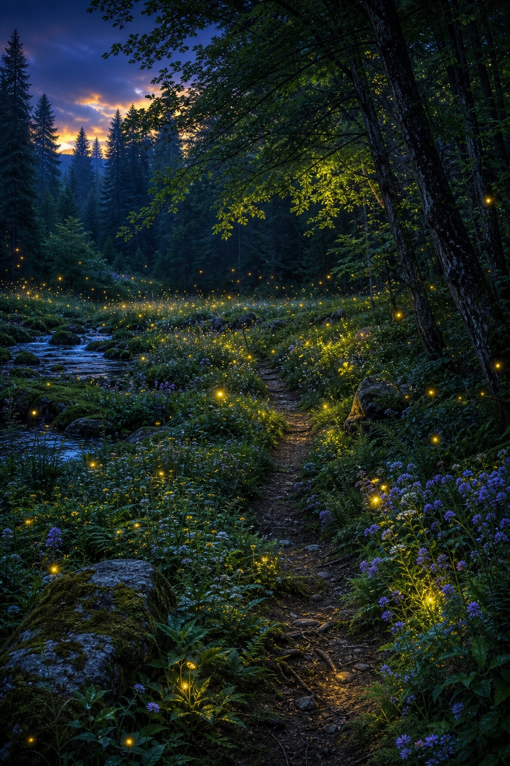 Preview for Firefly Meadow Edge Forest Background