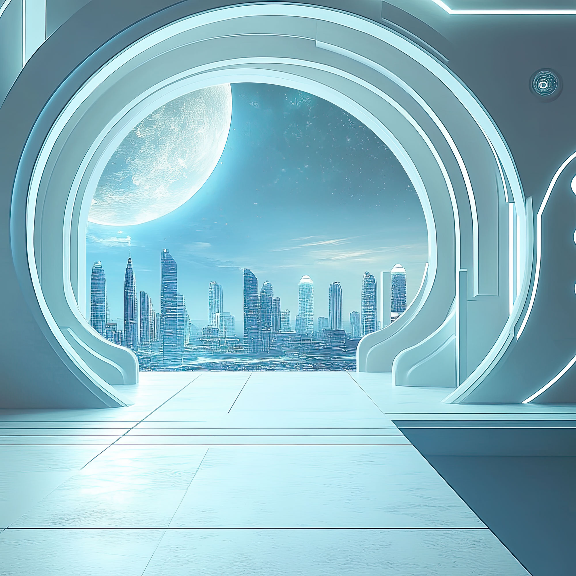 Preview for Futuristic-city-neon-gateway-sci-fi-backdrop-background-cebdd