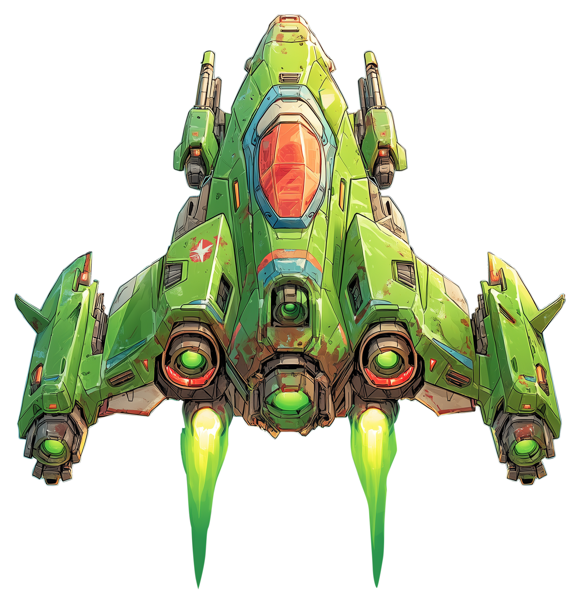 Preview for Futuristic-green-spaceship-design-sticker-647da