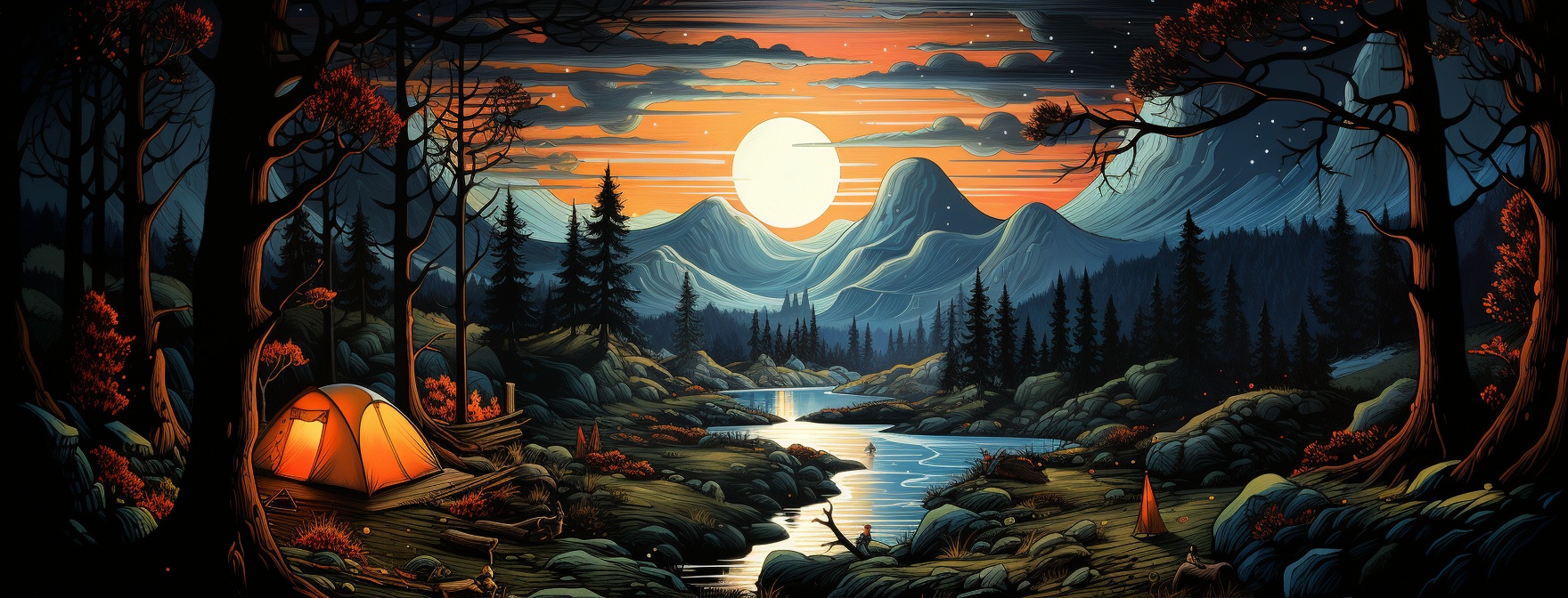 Preview for Camping Mountain Landscape Background