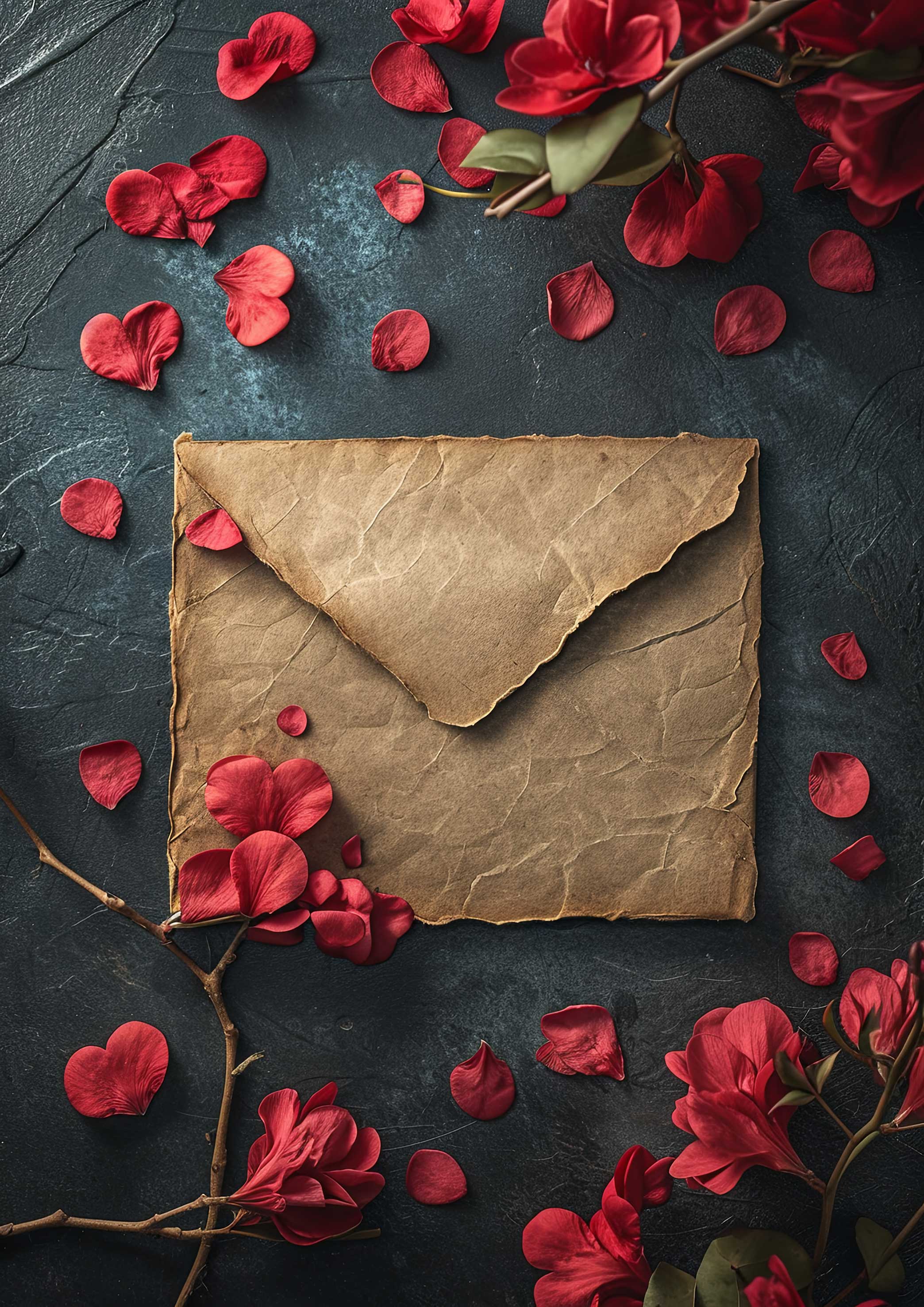 Preview for Romantic-letter-rose-petals-love-background-472f9