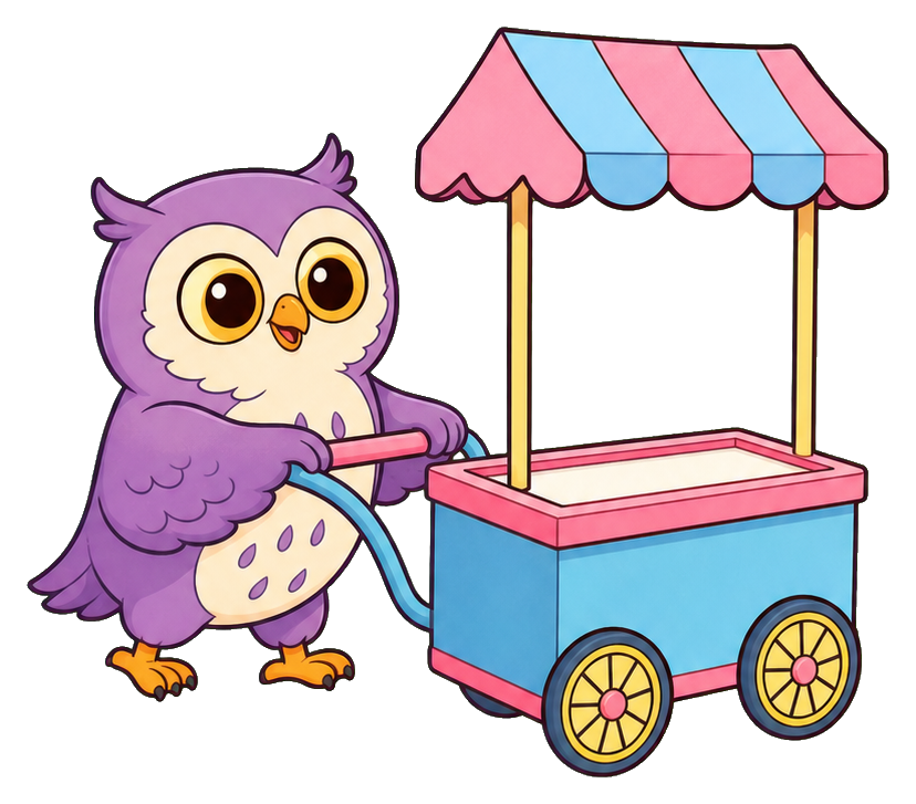 Preview for Owl Ice Cream Cart Sticker