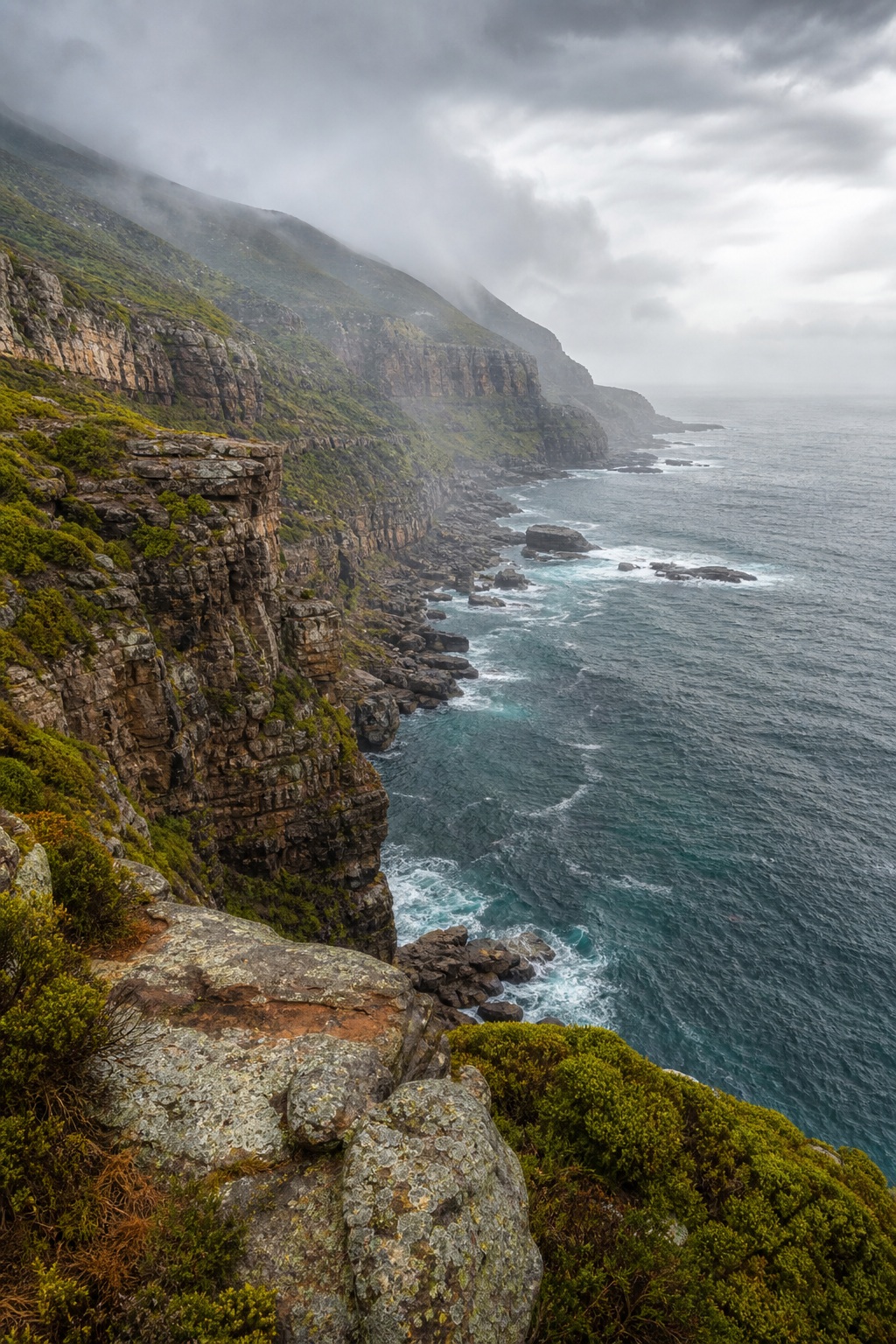 Preview for Rainy Coastal Cliffs Stock Background